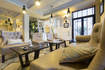 Hotel interior, luxury lounge area