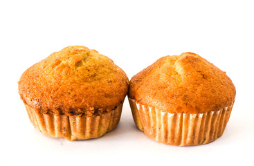 Banana egg cake, white background