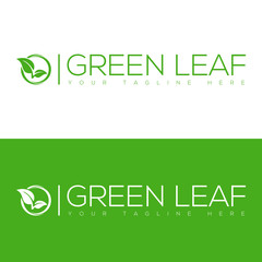 Fototapeta premium GREEN LEAF LOGO ICON IN A CIRCLE