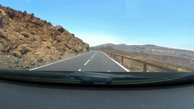 road race in timelapse at teide volcano