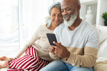 Couple using a smartphone