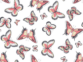 Beautiful vector butterflies of three colors