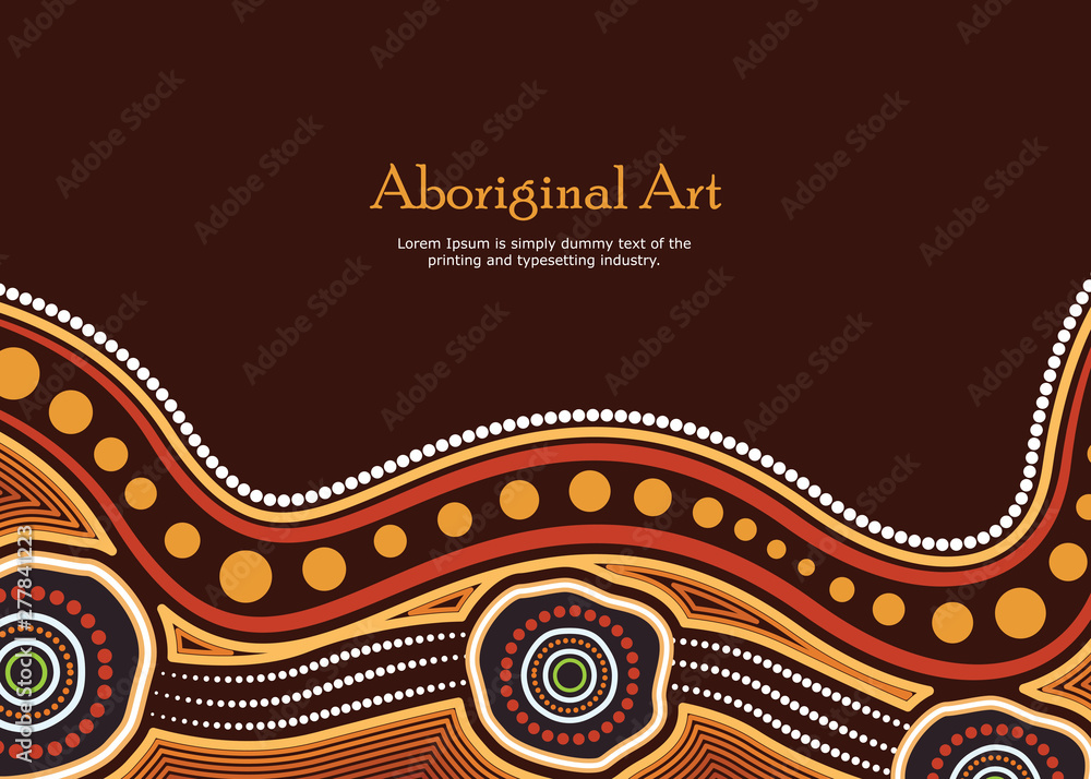 Poster aboriginal art vector banner with text. - Posters