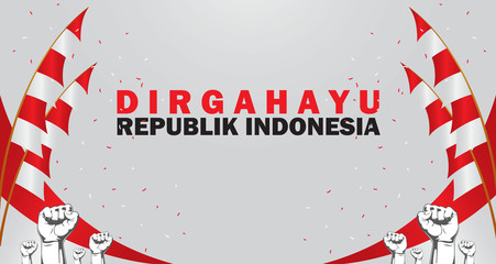 Fototapeta premium 17 August. Indonesia Happy Independence Day greeting card, banner, and texture background