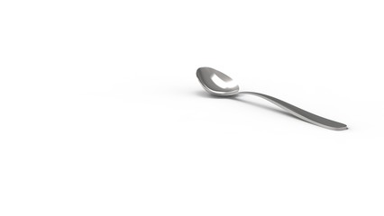 3d rendering of a metal spoon in white background.