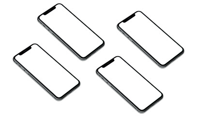 Blank modern mobile phone isolated on white background.