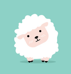 Cute cartoon little sheep flat design
