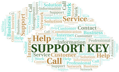 Fototapeta premium Support Key word cloud vector made with text only.