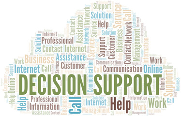 Decision Support word cloud vector made with text only.