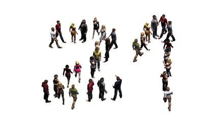 people - arranged in number 21 - without shadow - isolated on white background