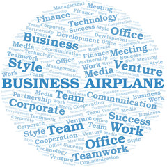 Fototapeta premium Business Airplane word cloud. Collage made with text only.