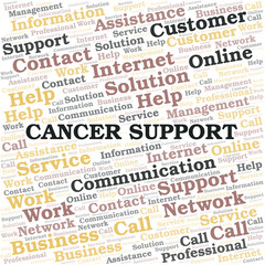 Cancer Support word cloud vector made with text only.
