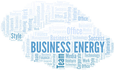 Fototapeta premium Business Energy word cloud. Collage made with text only.