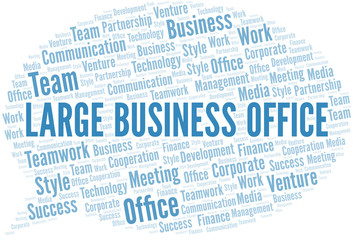 Large Business Office word cloud. Collage made with text only.