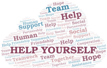 Help Yourself word cloud. Vector made with text only.