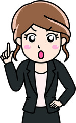 ぷんぷんと怒るスーツの女性