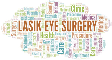 Obraz premium Lasik Eye Surgery word cloud vector made with text only.