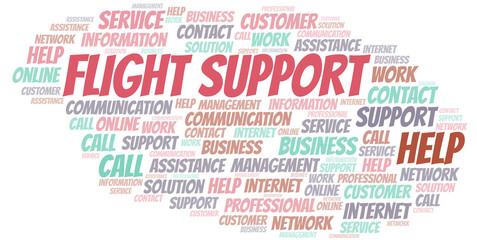 Flight Support word cloud vector made with text only.