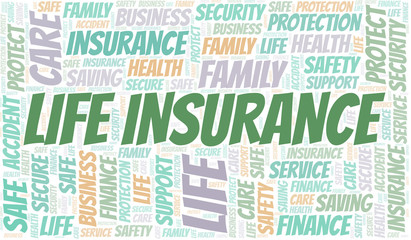 Fototapeta premium Life Insurance word cloud vector made with text only.