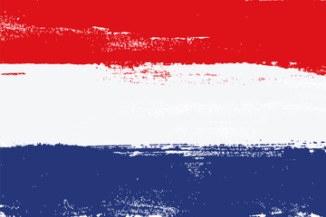 Netherlands colorful brush strokes painted national country flag icon. Painted texture.