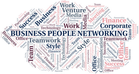 Business People Networking word cloud. Collage made with text only.