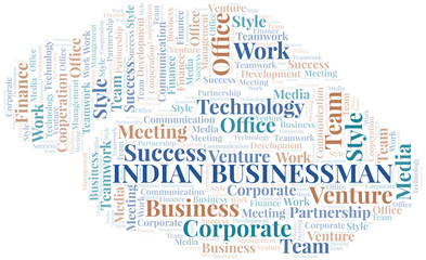 Indian Businessman word cloud. Collage made with text only.