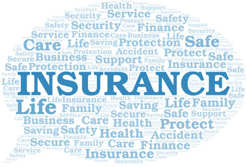 Insurance word cloud vector made with text only.