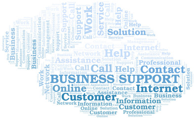 Business Support word cloud vector made with text only.
