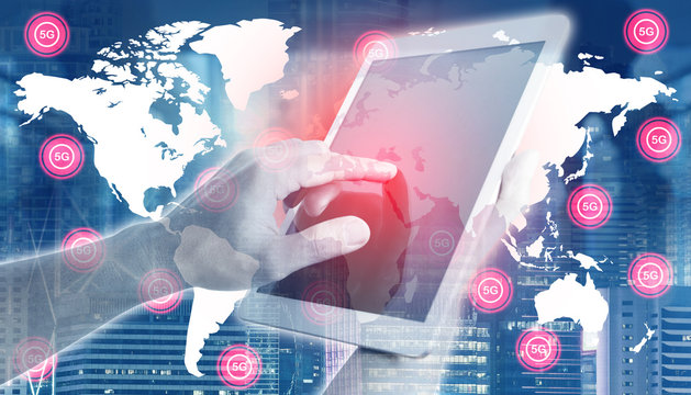 5G technology for poeple worldwide connectivities concept.