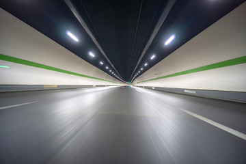 moving escalator in tunnel