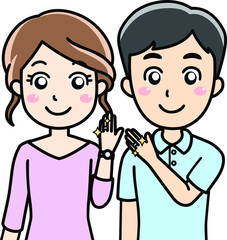 結婚指輪をはめた夫婦