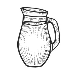Jug with milk sketch engraving vector illustration. Scratch board style imitation. Black and white hand drawn image.