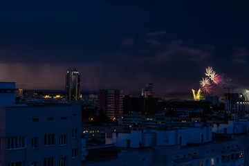 Fototapeta na wymiar Fireworks show Minsk