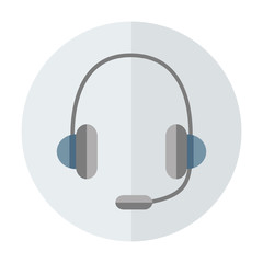 Headphones with  microphone color vector icon