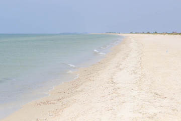 Fototapeta na wymiar Opuk reserve. Sandy seashore. Black Sea landscape