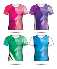  t-shirt templates abstract geometric collection of different colors polygonal mosaic