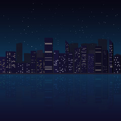 night city skyline background, megapolis, silhouette, illustration with architecture