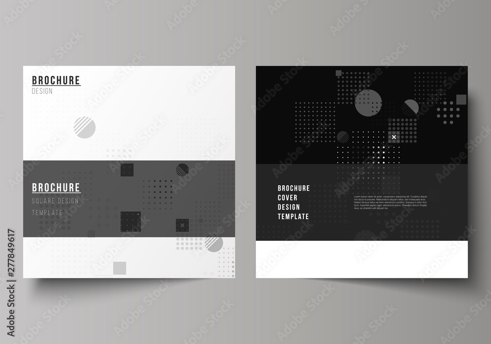 Poster the minimal vector illustration of editable layout of two square format covers design templates for 