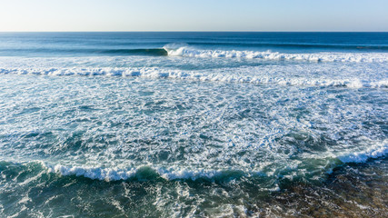 Ocean  Waves Overlooking Blue Horizon Landscape