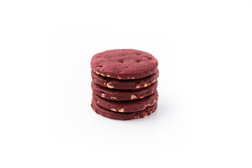 red cookie on isolated white background