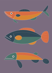 vector illustration of cartoon fish.
