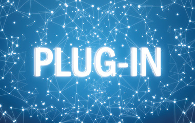 Plug-in on digital interface and blue network background