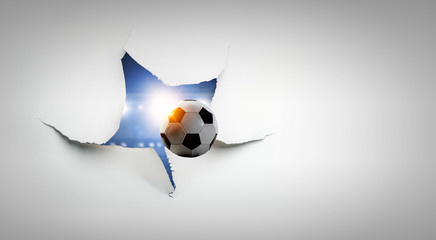 Paper torn hole effect with flying ball