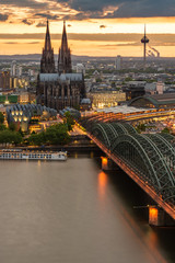 Cityscape of Cologne during sunset