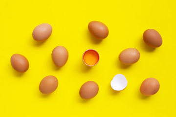 Eggs on yellow background.
