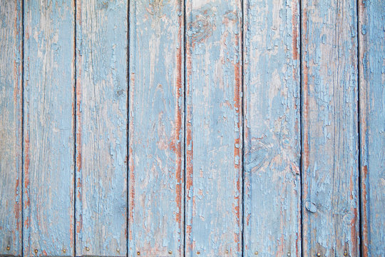 old blue wooden fence, texture for background © Artsaba Family
