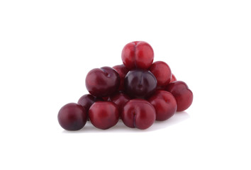 red cherry plum isolated on white background