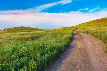 Obraz premium Crimea, Kerch. Nature reserve - dirt road. Hiking landscape park