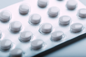 Packs of pills isolated on white background