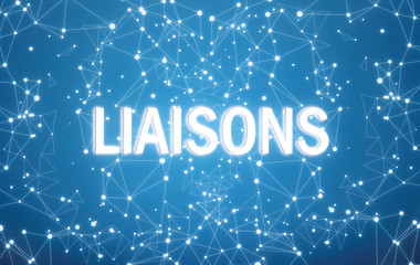Liaisons on digital interface and blue network background